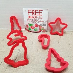 Christmas Cookie Cutters Red Jello Jigglers 2007 Set 6 Star Snowman Tree Bell